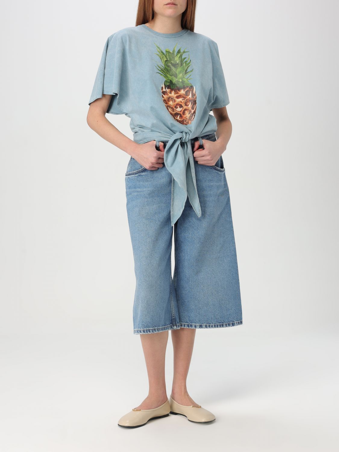 Pineapple-print cotton T-shirt - Blue