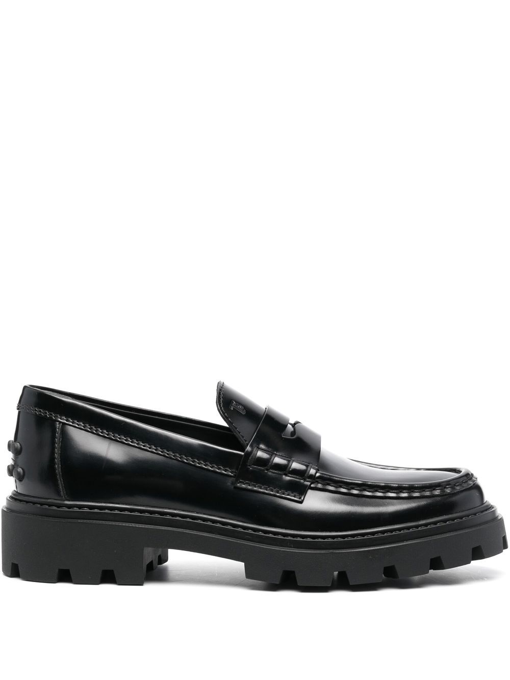 Spike-stud embellished loafers - Brown