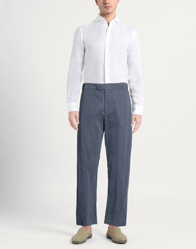 Man Pants Slate blue Size 36 Cotton, Linen