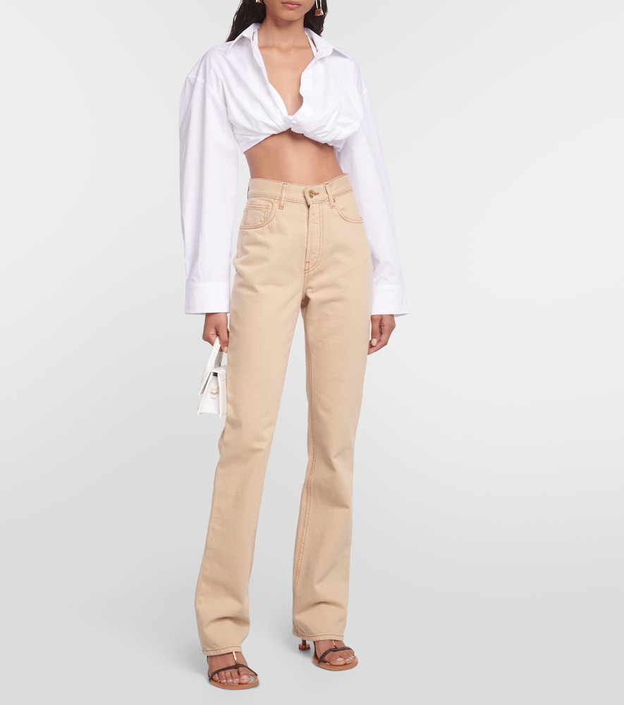 La Chemise Bahia cotton-blend cropped top
