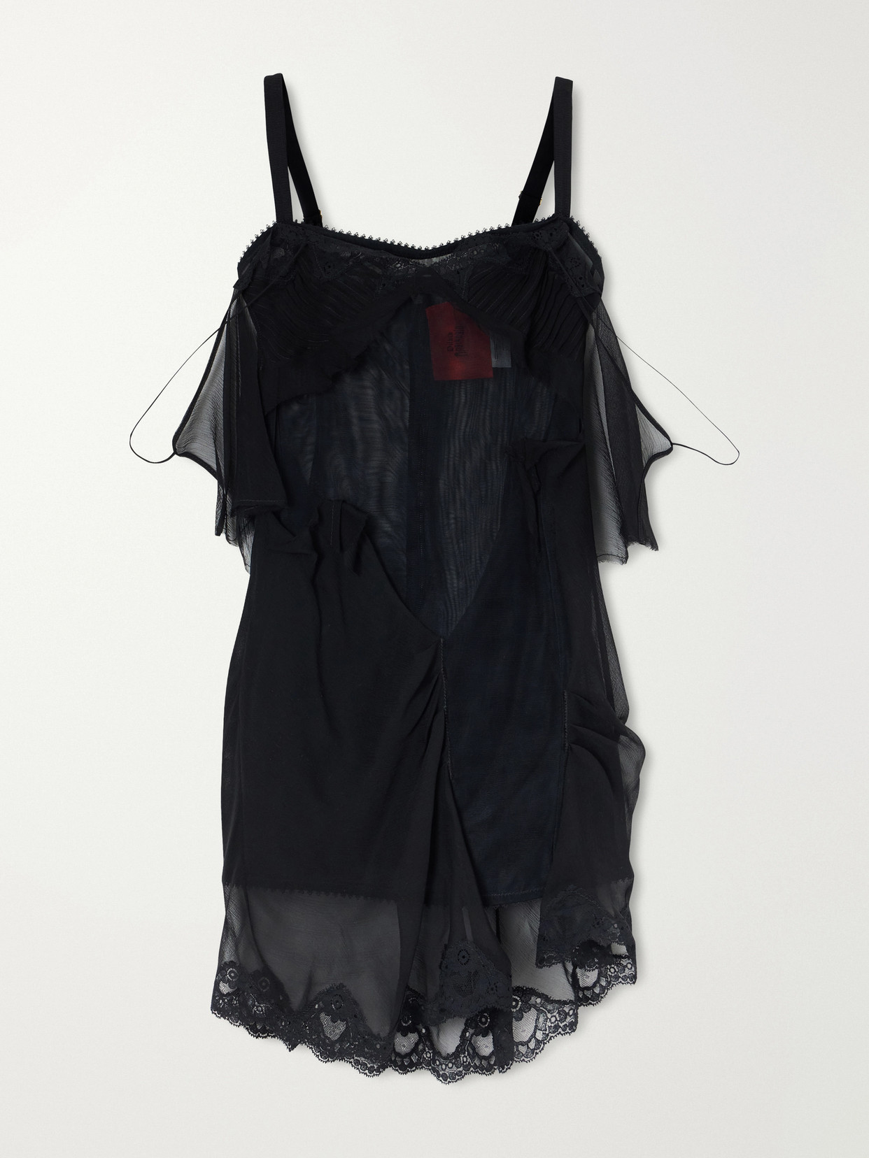Cold Morning Lace-trimmed Sheer Tulle Mini Dress - Black