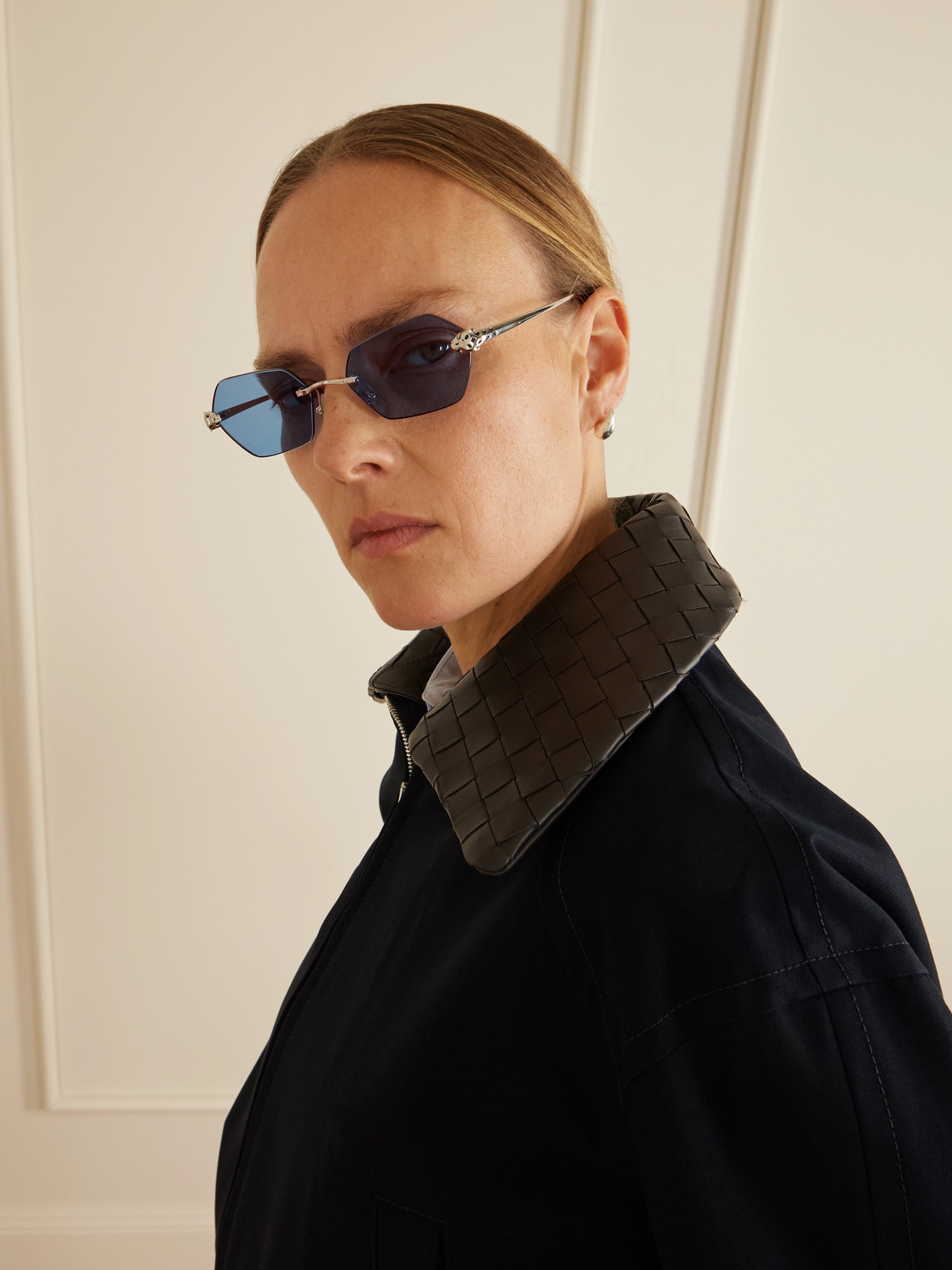 Panthère De Cartier Rimless Hexagon-frame Silver-tone Sunglasses - One size