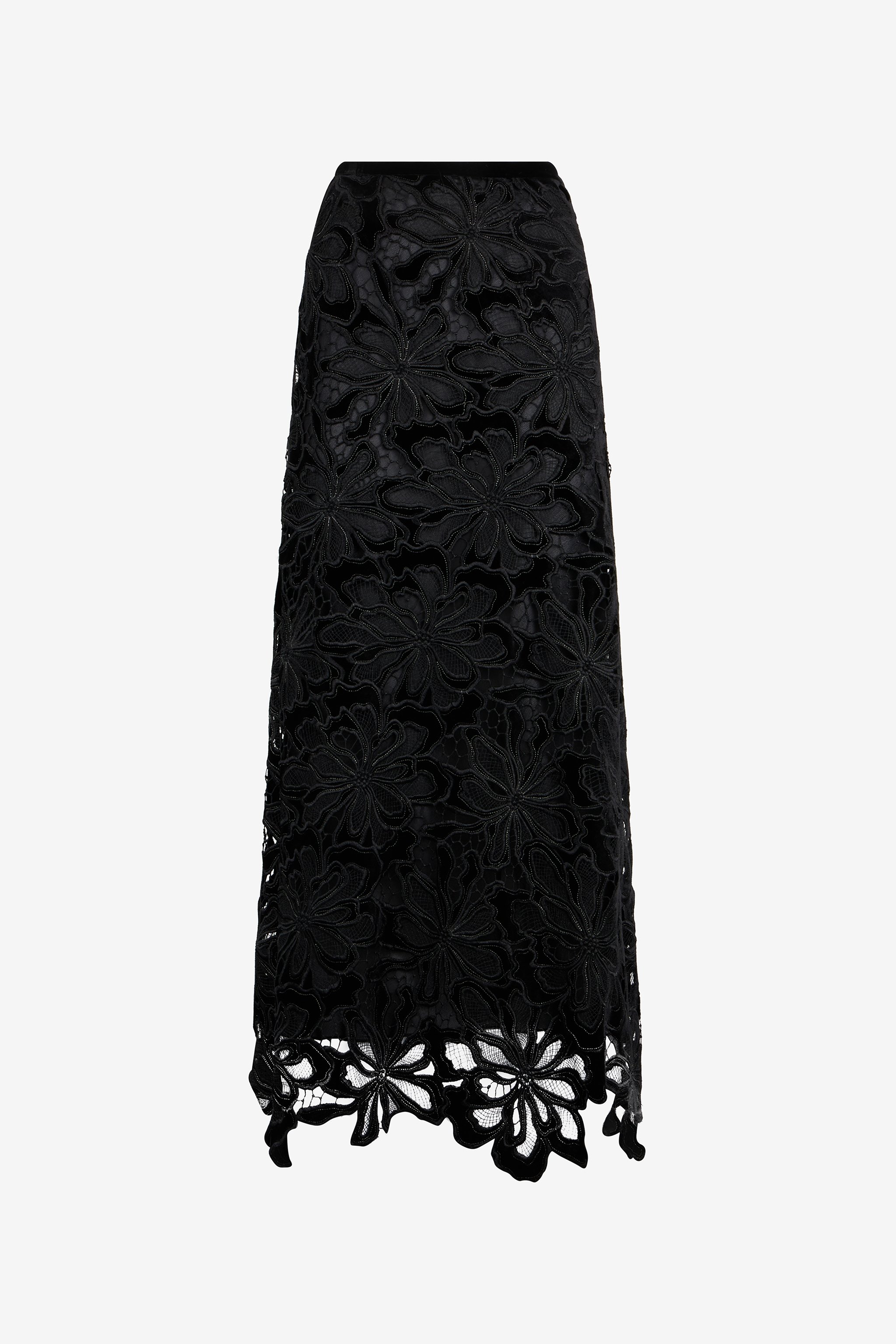 Long Floral Lace Skirt