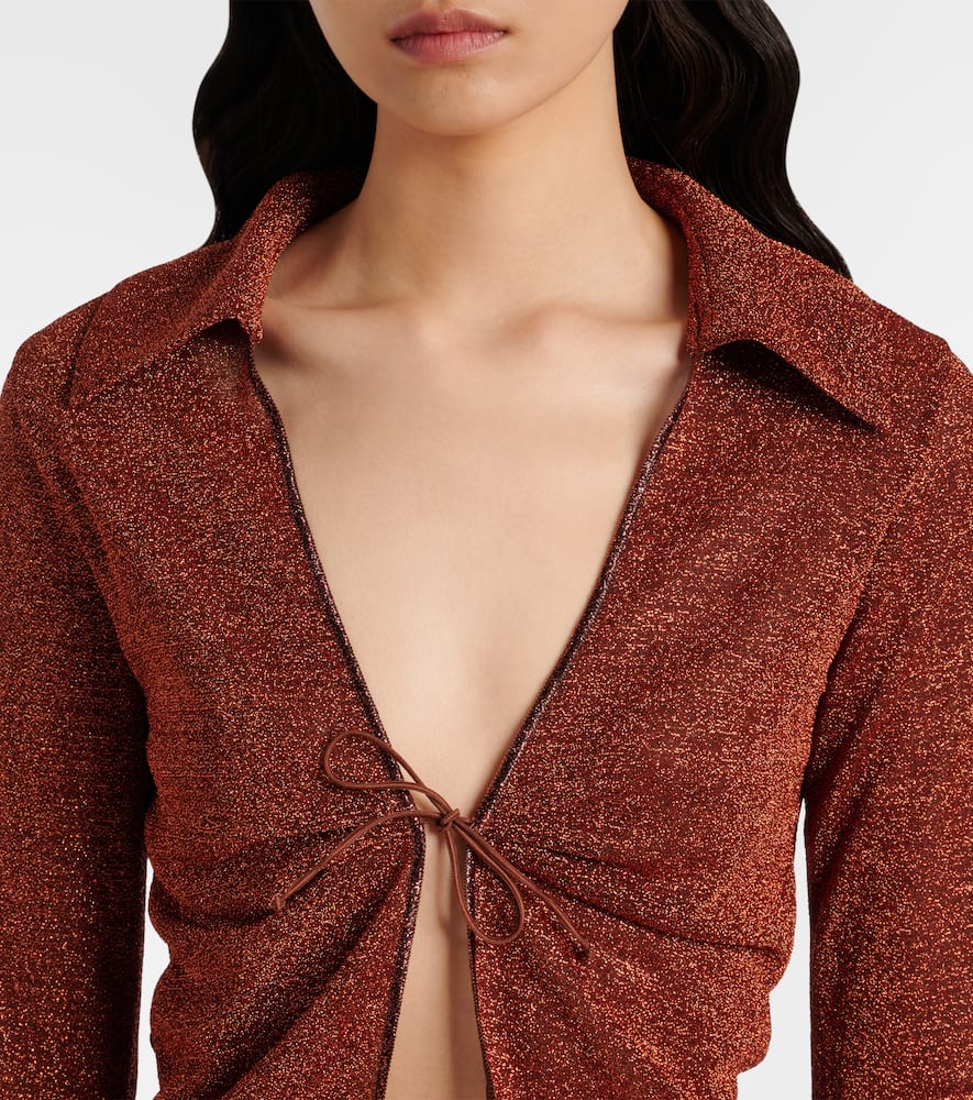 Oséree Lumière Plumage feather-trimmed blouse