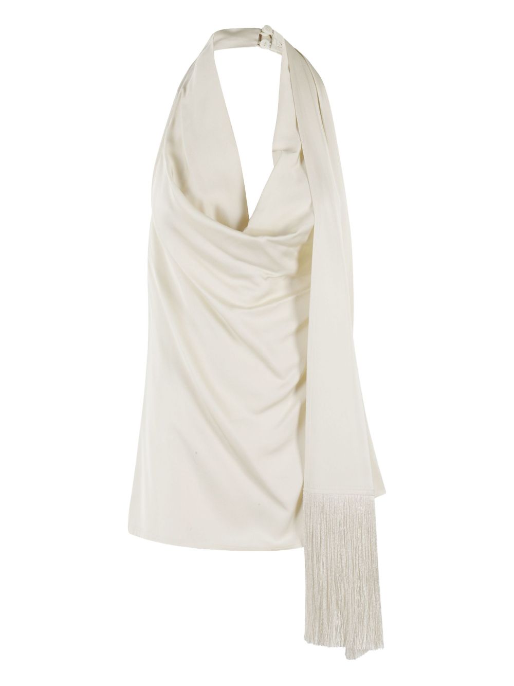 Draped fringe-detail top - Neutrals
