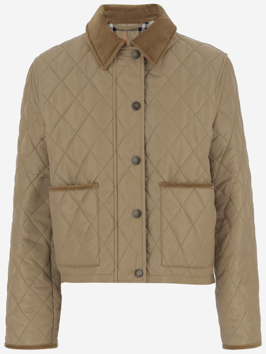 Beige Quilted Nylon Short Jacket