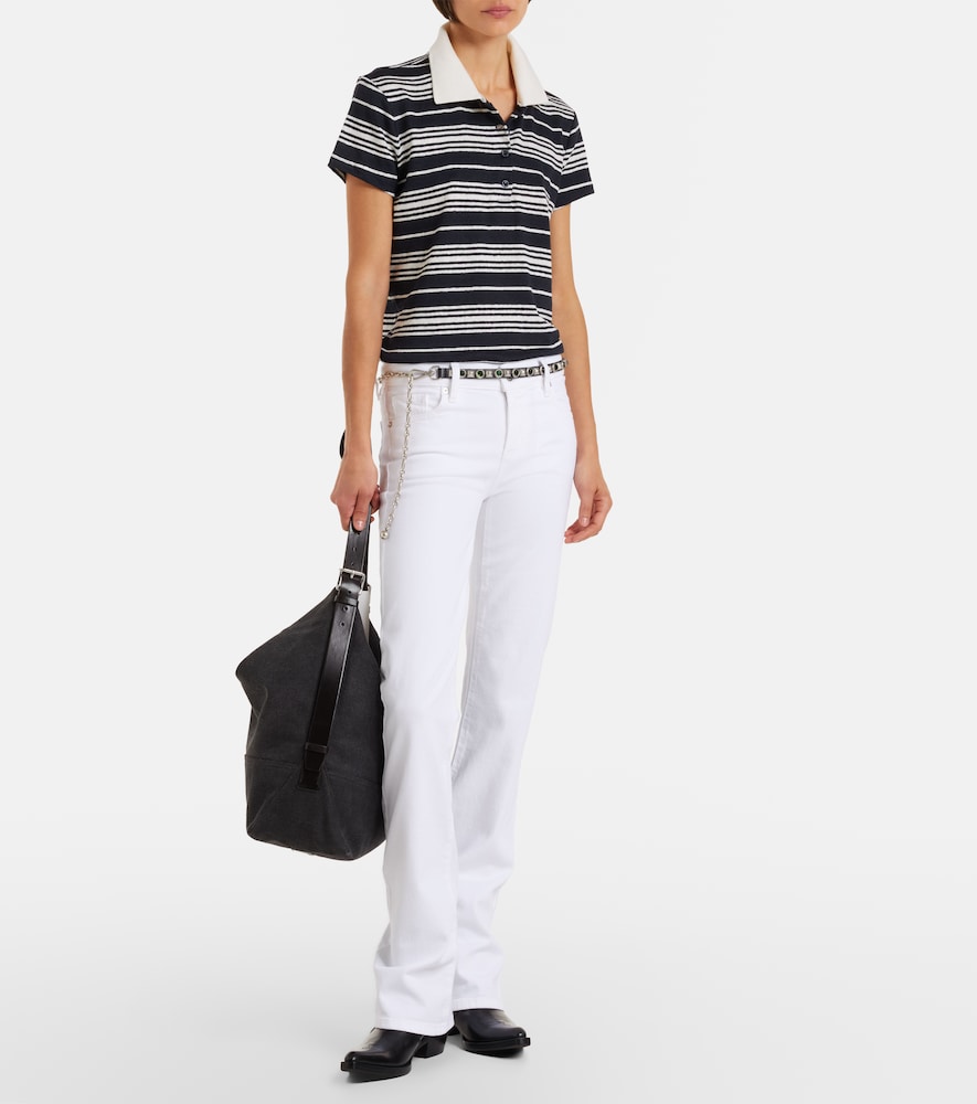 Striped linen-blend polo shirt