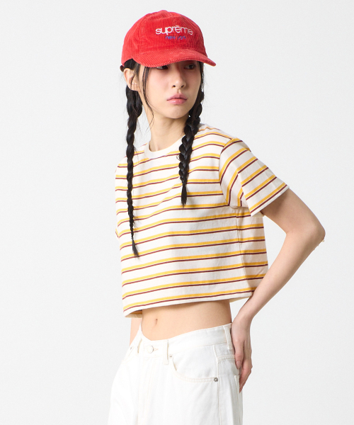 Striped crop top yellow