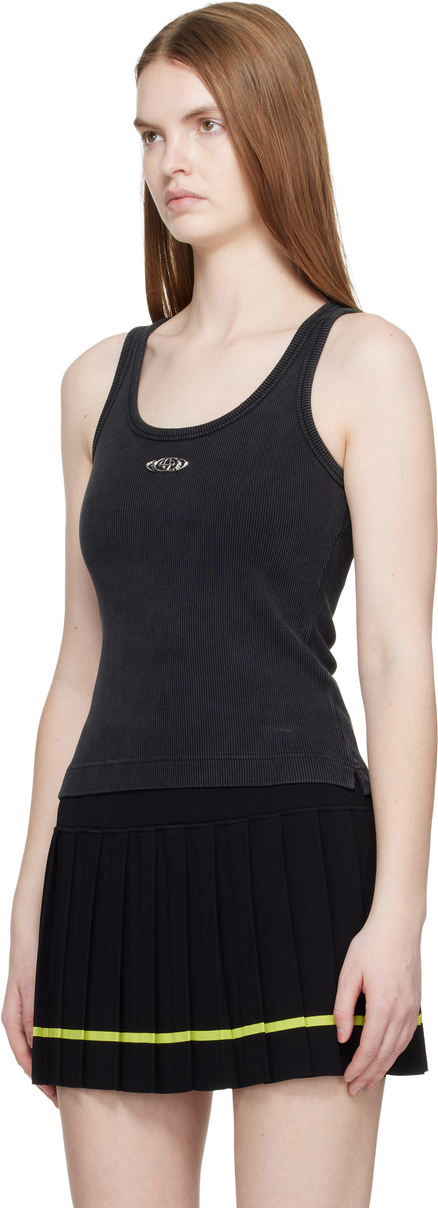 Black Corrosion Ribbed Tank Top
