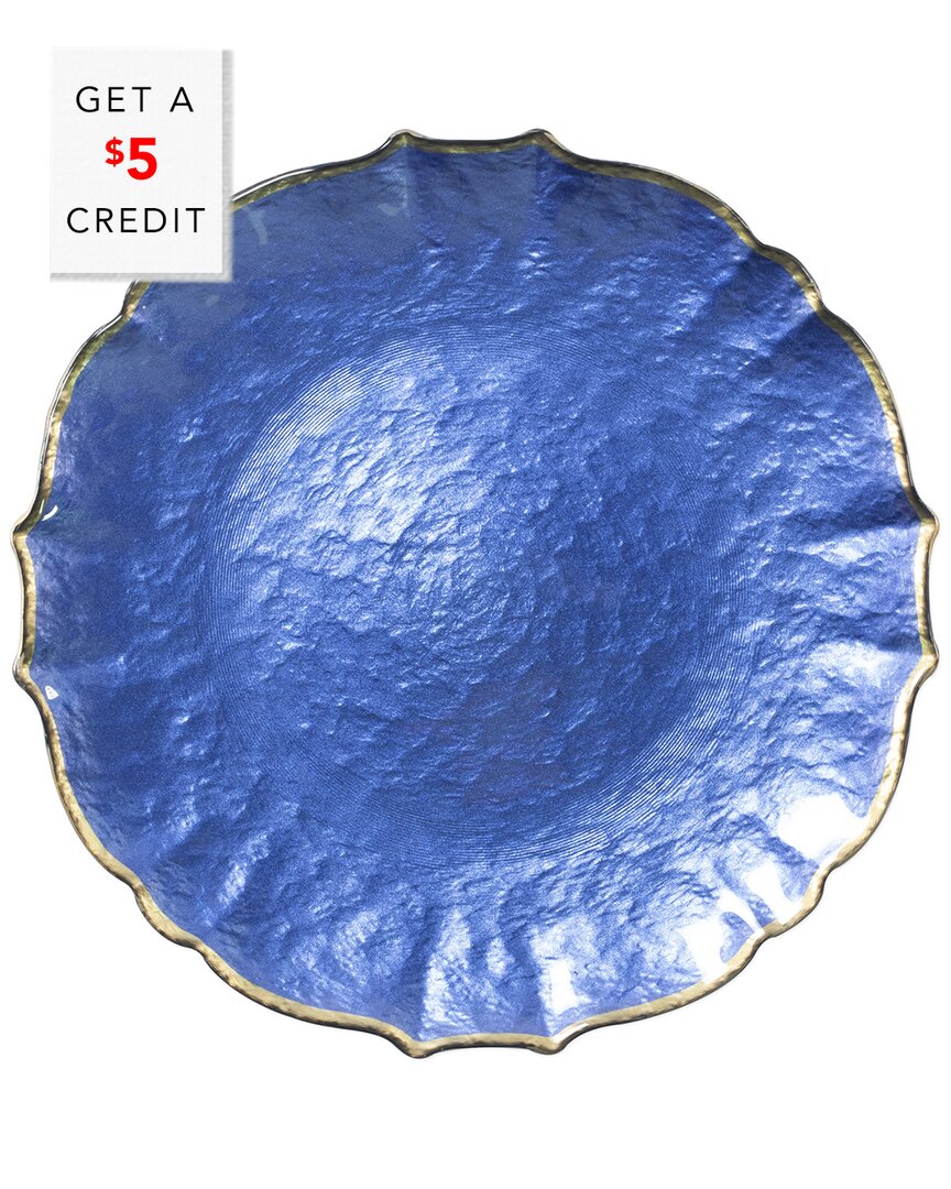 Viva By Baroque Glass Cobalt Service Plate/Chargerte/ With $5 Credit