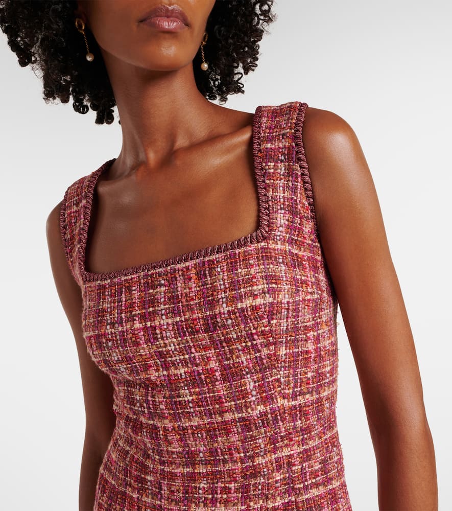 Paisley cotton and wool-blend midi dress