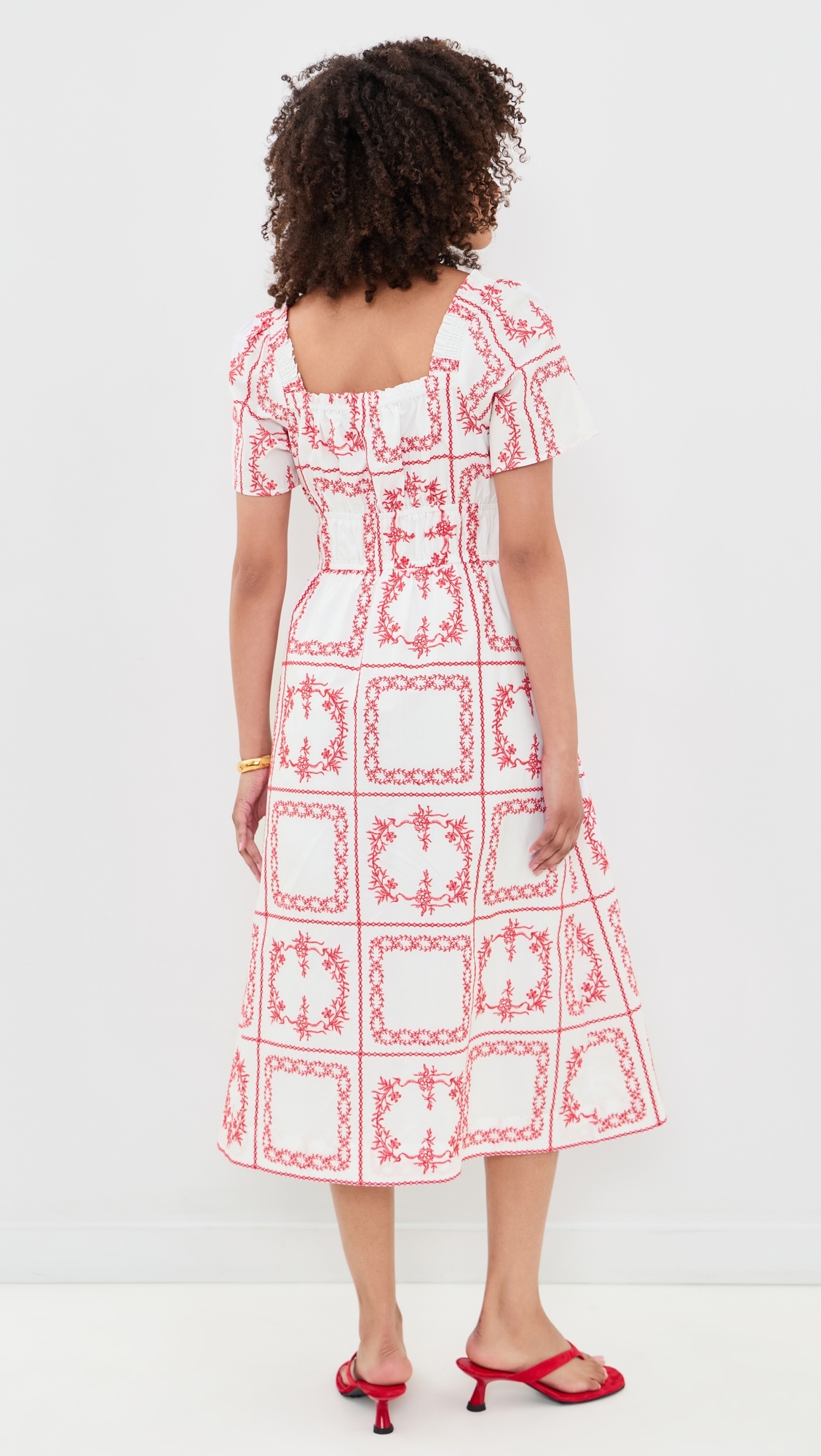 Nanette Dress Ivory Red Handkerchief