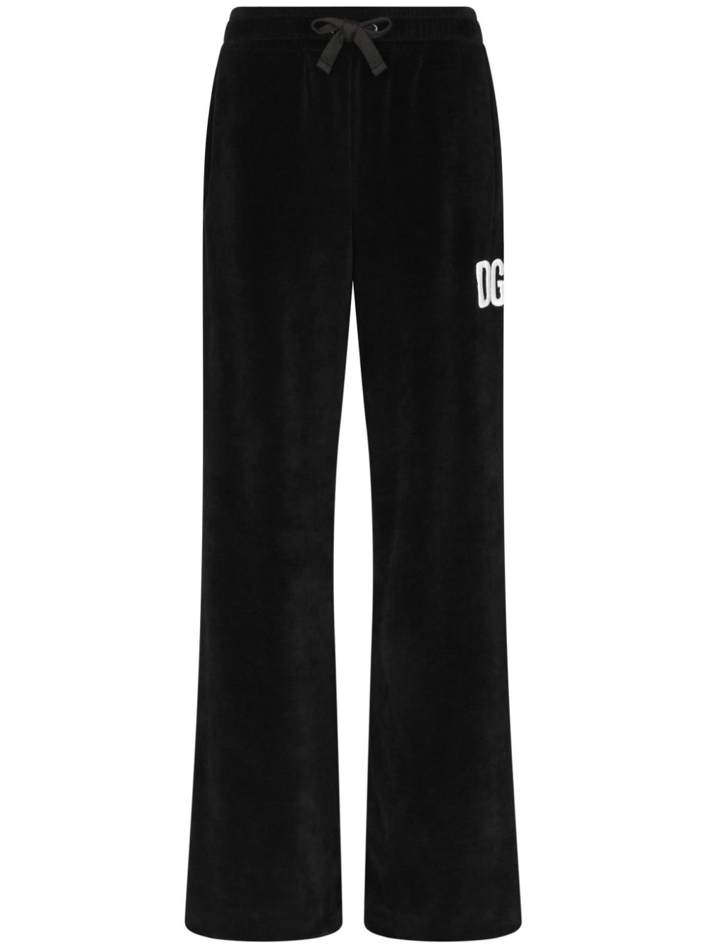 Logo-print velvet track pants - Black