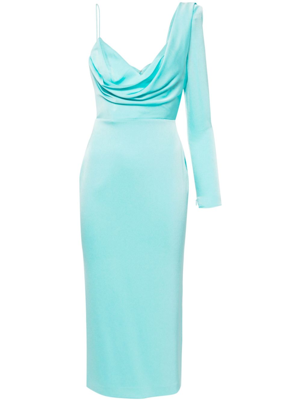 One-shoulder satin dress - Green