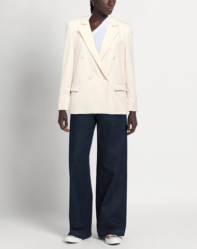 Woman Blazer Cream Size 8 Polyester, Tencel, Elastane