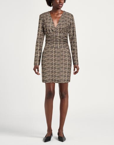 Woman Mini dress Brown Size 8 Polyester, Elastane