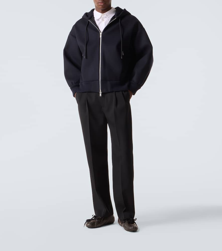 Embellished wool-blend hoodie