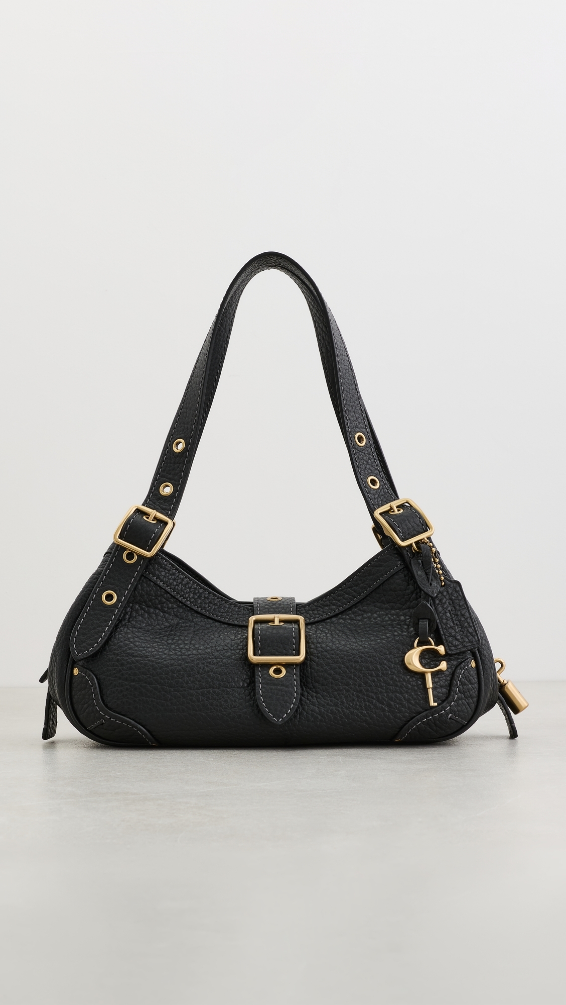 Textured Pebble Leather Drifter Shoulder Bag 31 Black One Size