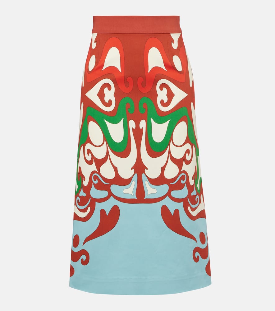 Baia printed cotton-blend midi skirt