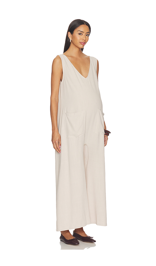 BUMPSUIT Oversized Linen Jumpsuit in Taupe. L. Also in M, S