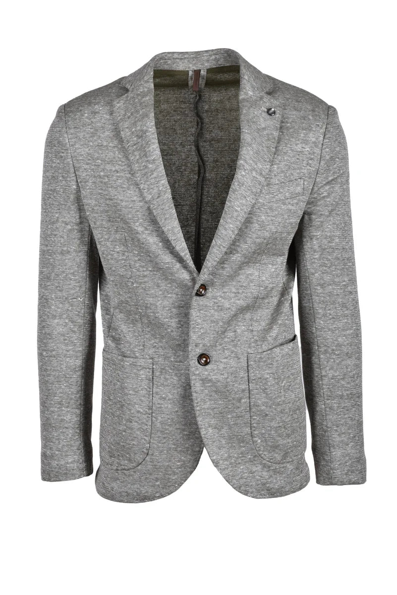 Casual Jacket with Textured Fabric and Classic Lapel