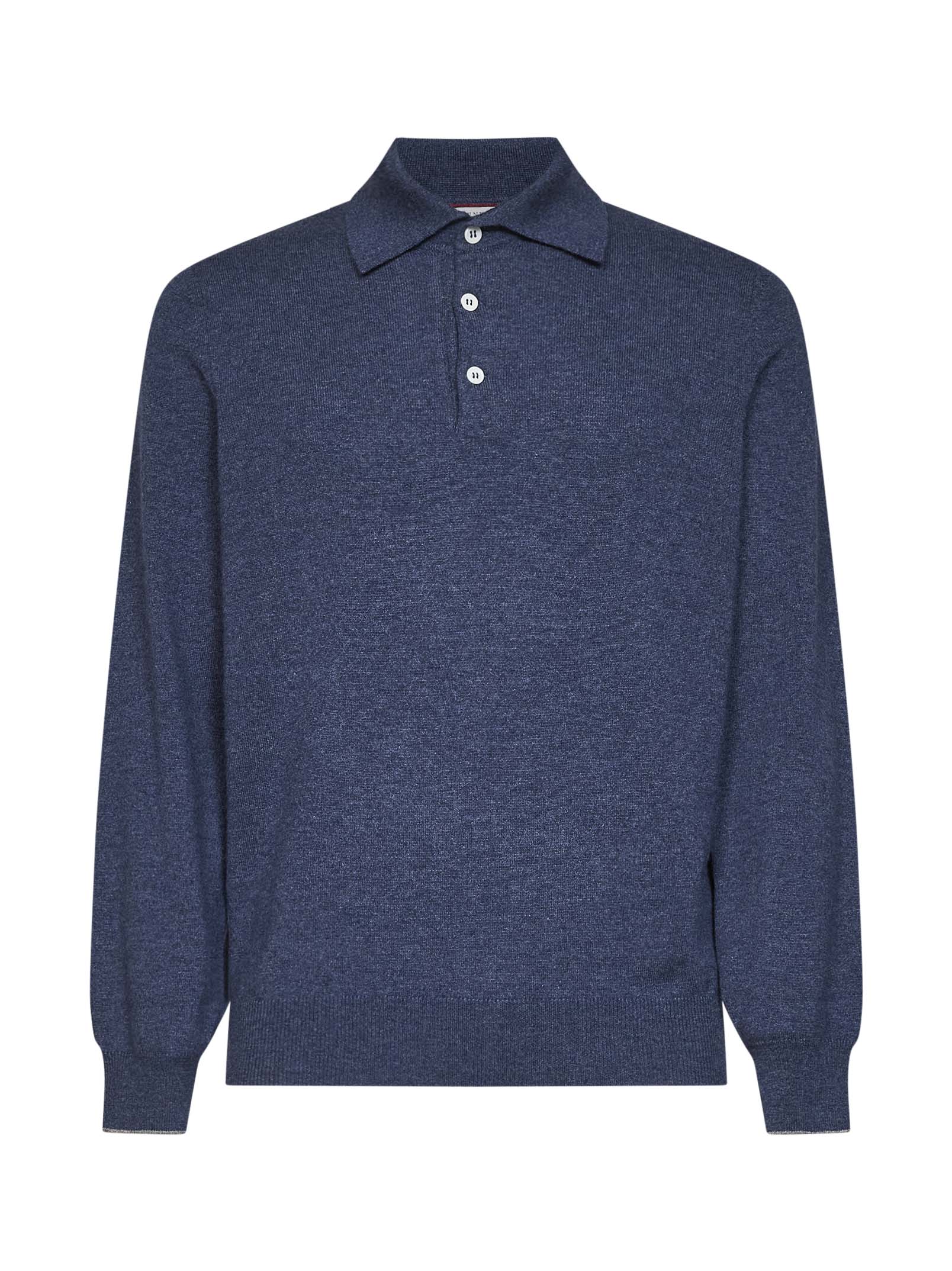 Cashmere Knit Polo — Blue