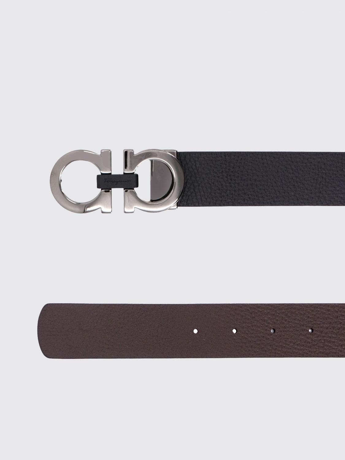 Gancini silver-tone hardware belt - Black