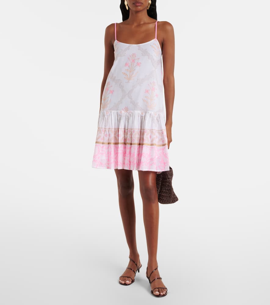 Floral ruched cotton minidress