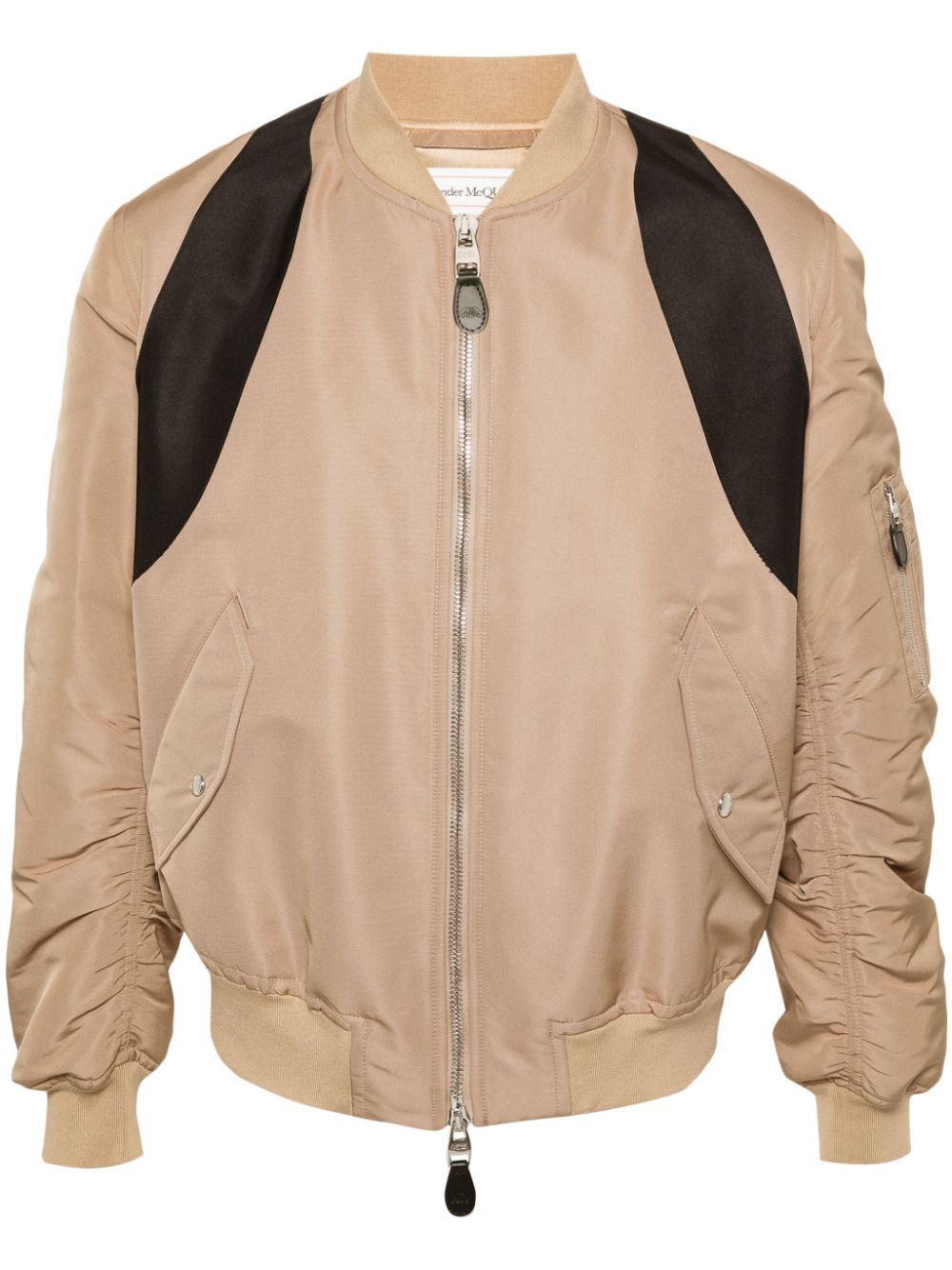 Contrasting-panel bomber jacket - Neutrals