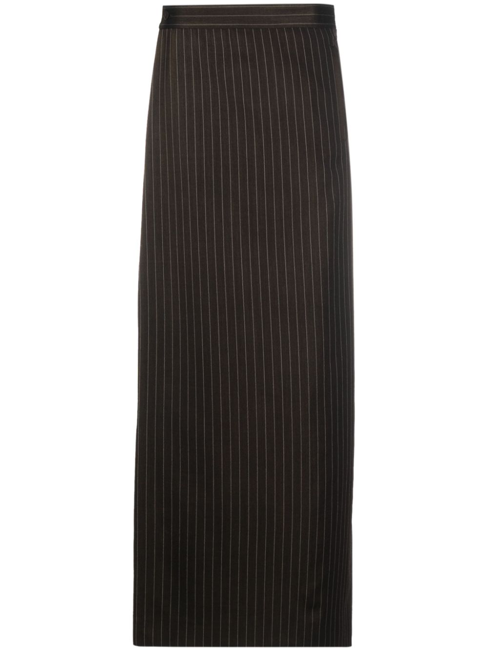 Pinstripe layered wool-blend trousers - Brown
