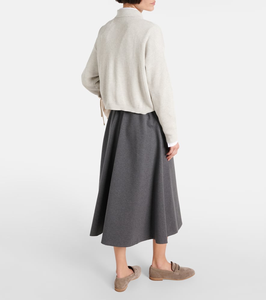 Ribbed-knit cotton polo sweater