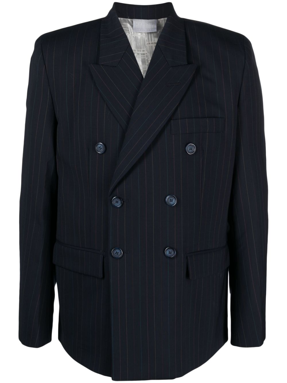 Pinstriped double-breasted blazer - Blue