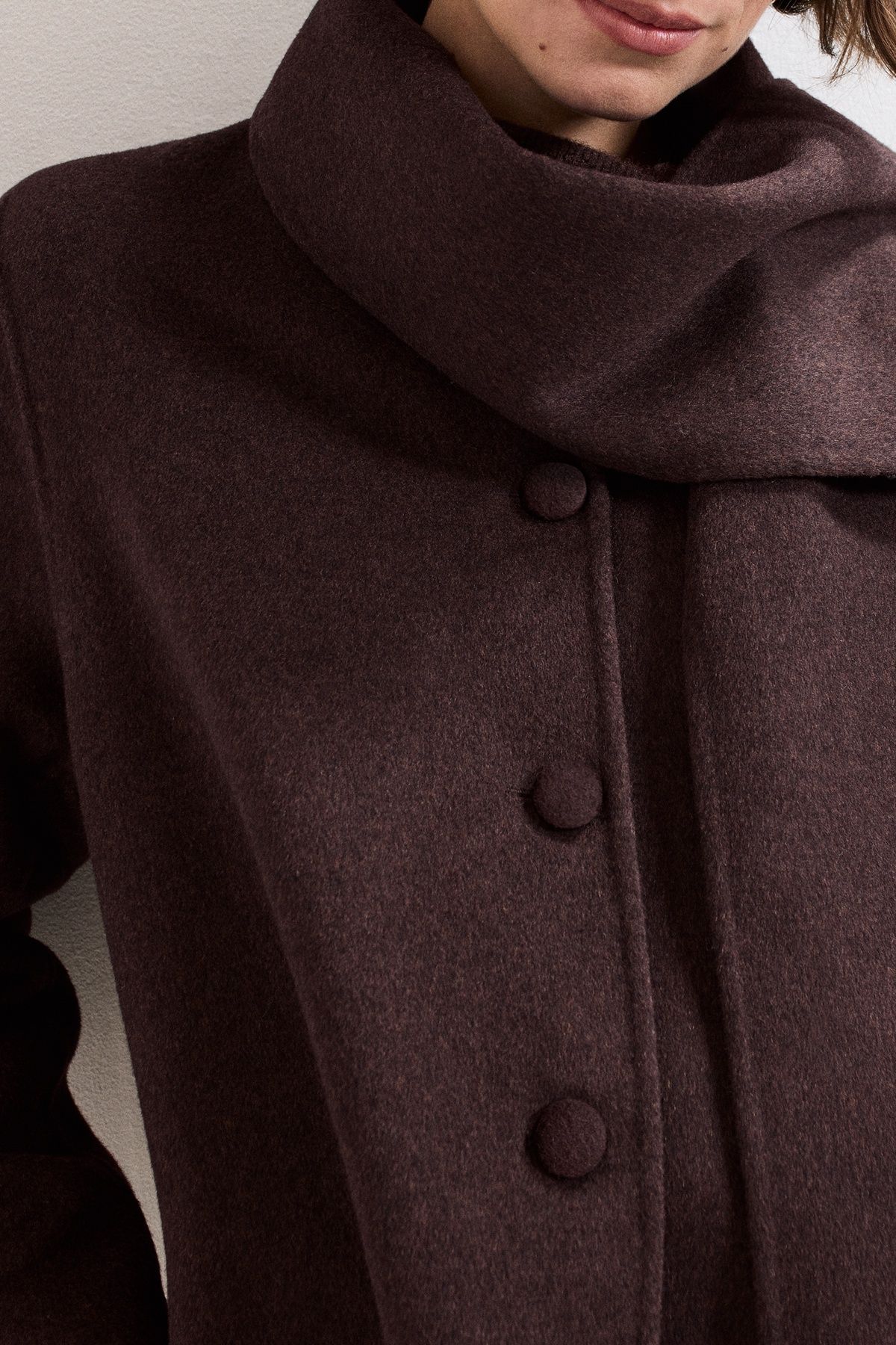 Phase Eight Kaja Scarf Coat In Dark Brown