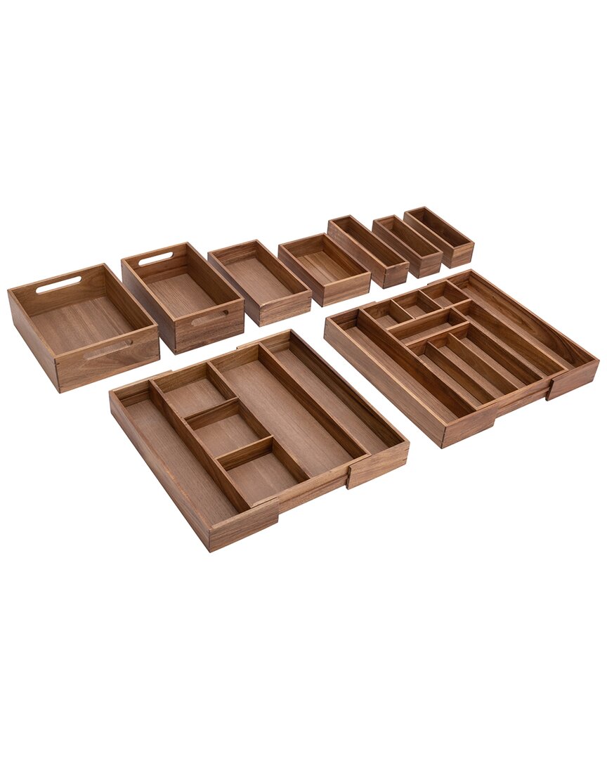 9Pc Acacia Storage Box Set