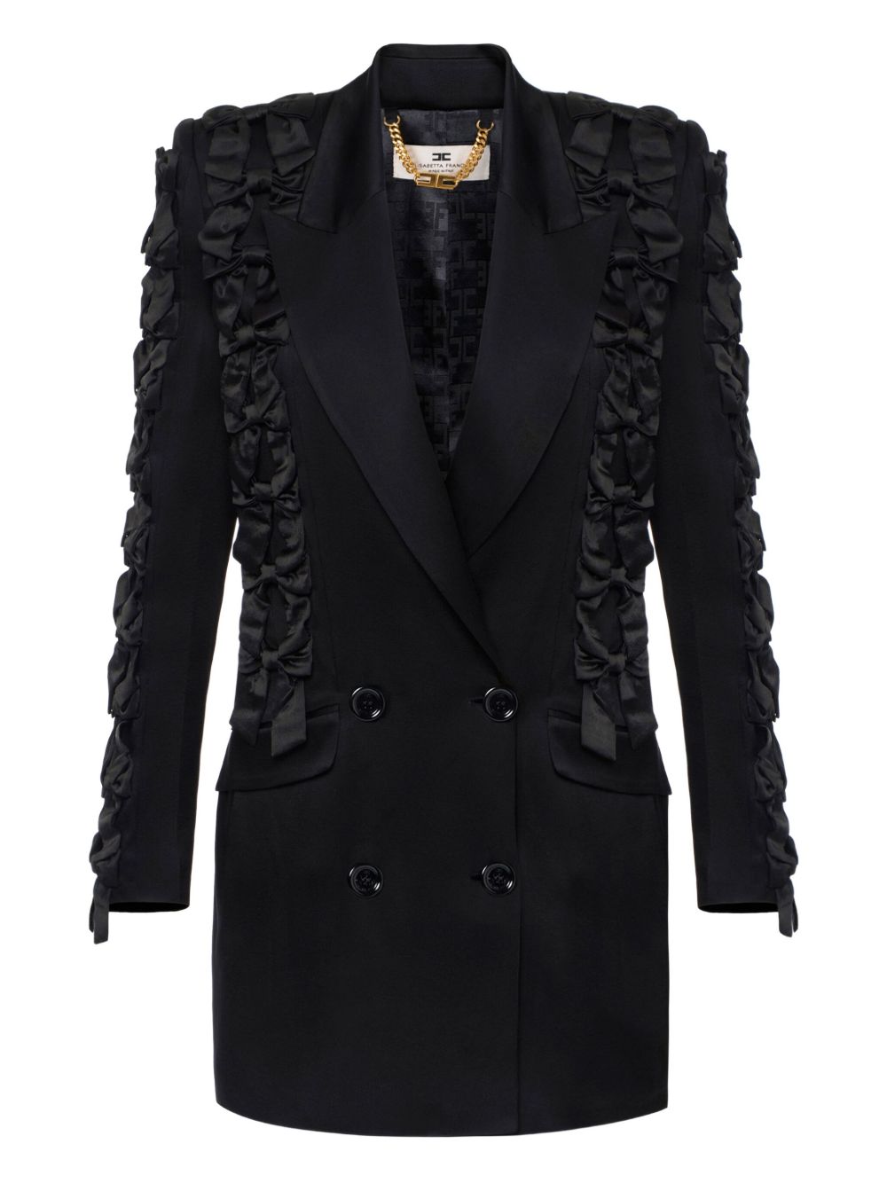 Elisabetta Franchi ruffle-detail double-breasted blazer dress - Black