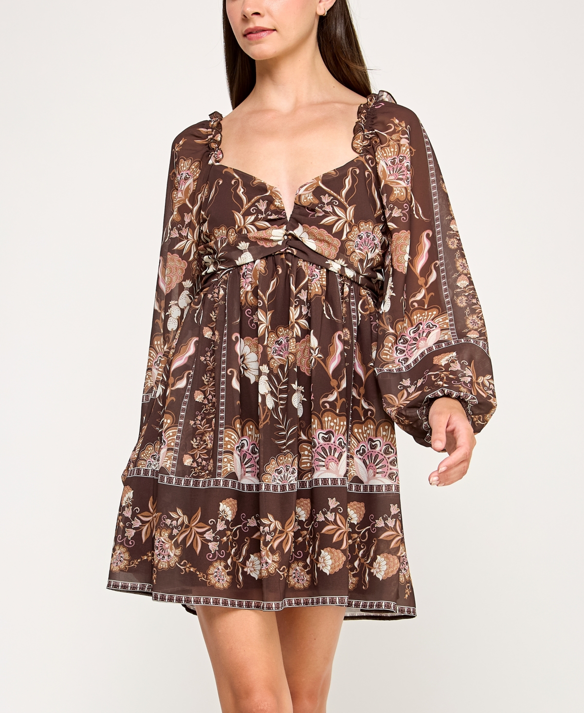 chinese dress ladies Farm Rio Women's Majestic Hearts Long Sleeve Midi Dress – Saint Bernard