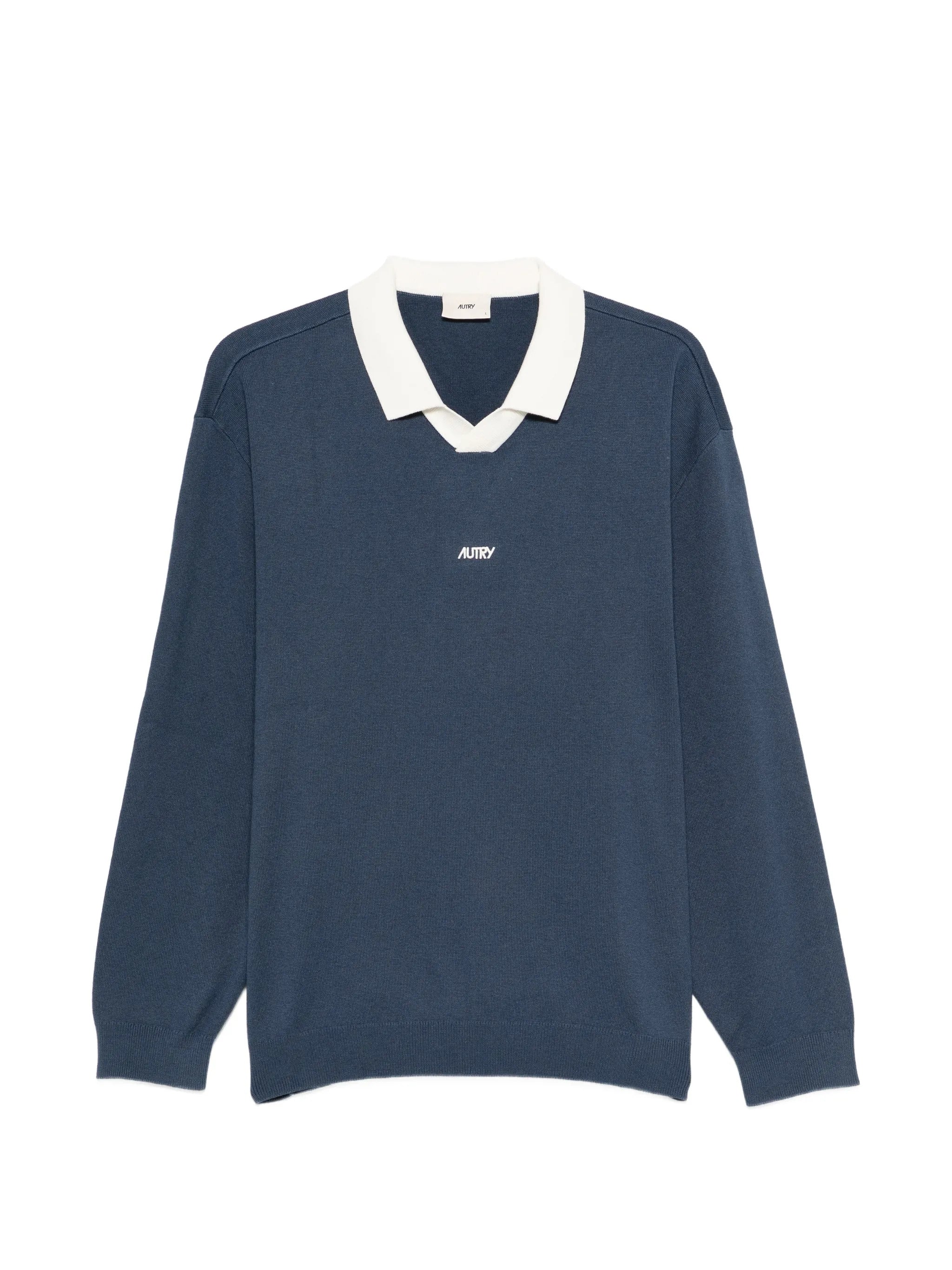 Unisex Front Embroidered Logo T-Shirt with Contrast Neckline and Ribbed Hems