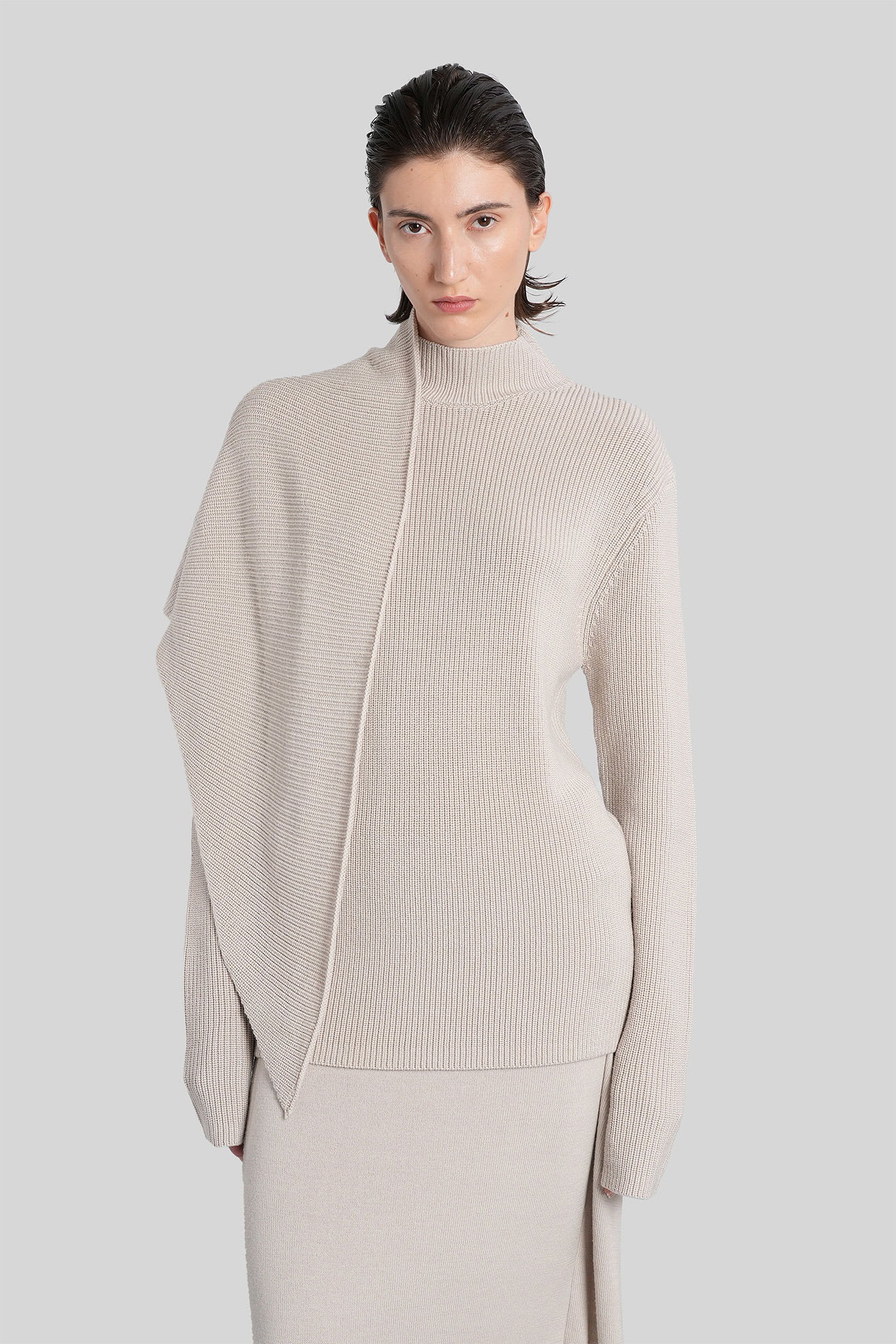 Wrap Sweater Knitwear In Grey Wool