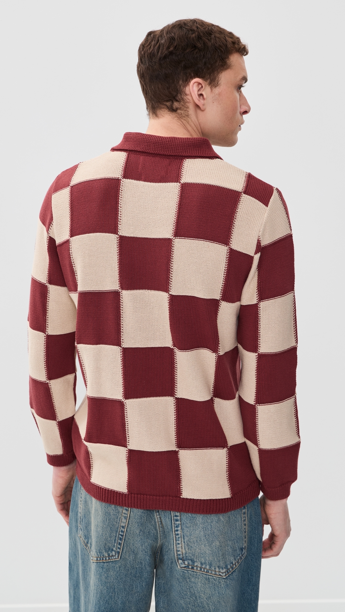 Square Patchwork Sweater Red/Sand