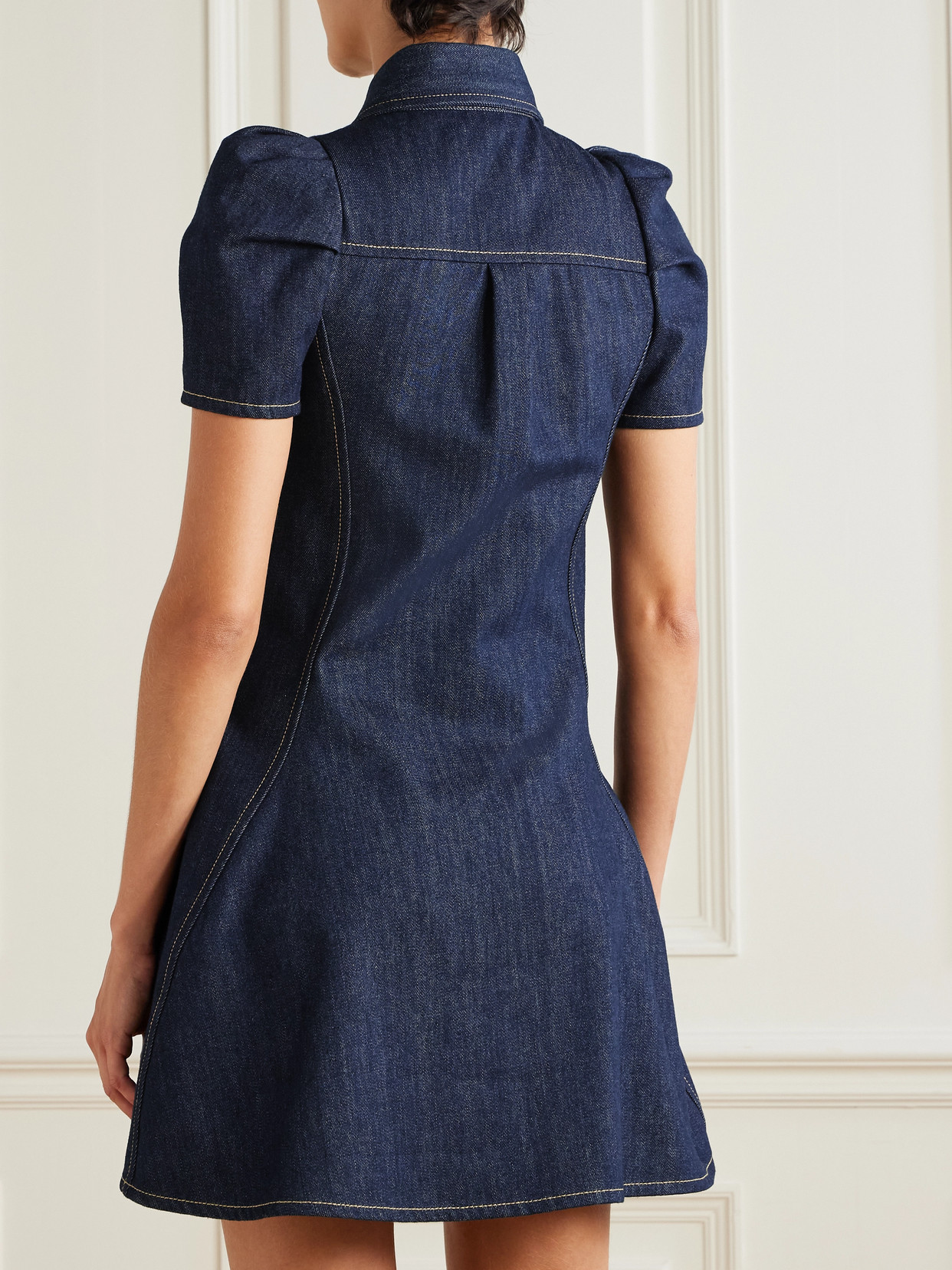 McQueen | Paneled Denim Mini Dress - Blue | Realry