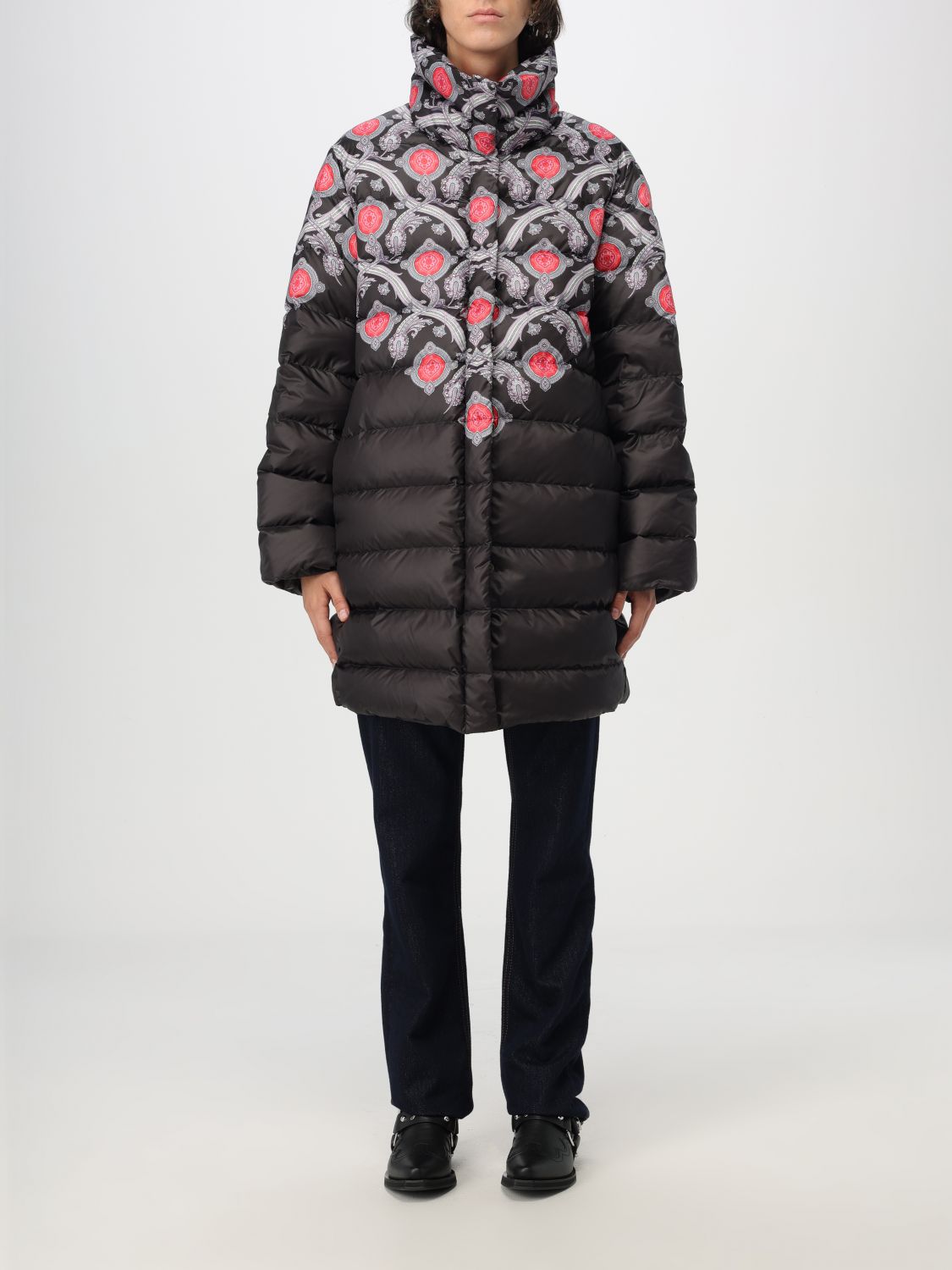 Printed down coat - Black