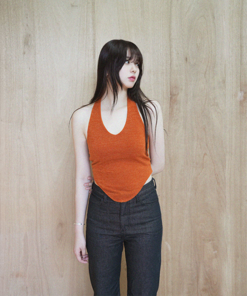 Halterneck Knit Vest_Orange 