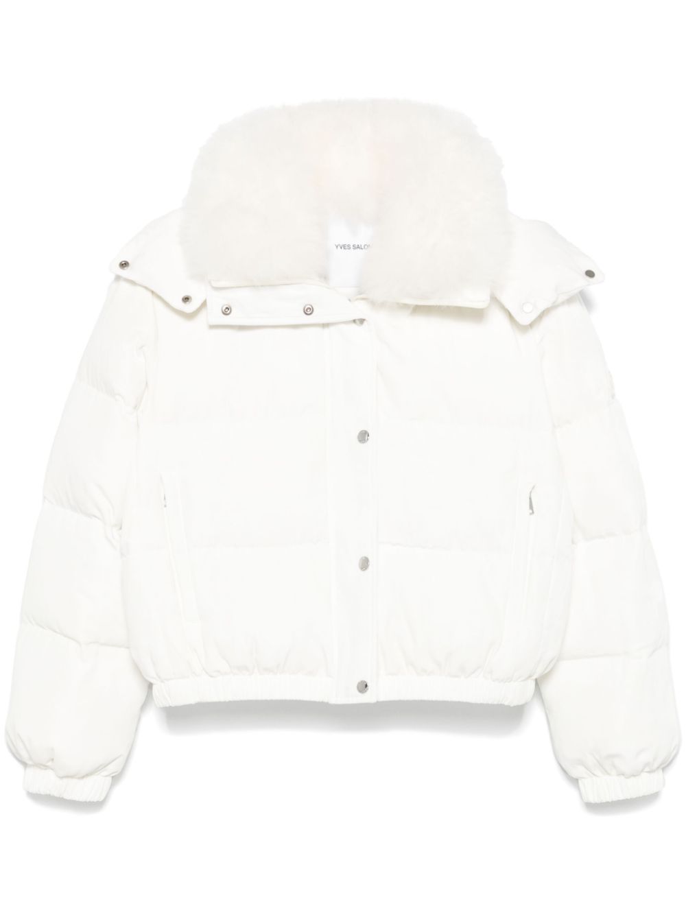 Contrasting-Collar Ski Down Jacket — White