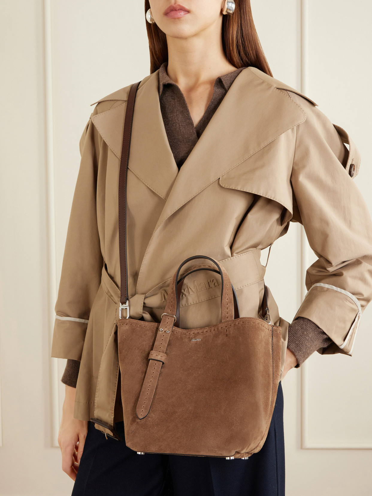 Archetipo Logo-embellished Suede Tote - Brown