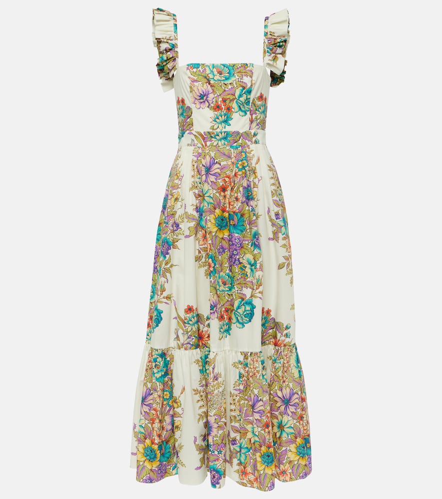 Floral cotton poplin maxi dress