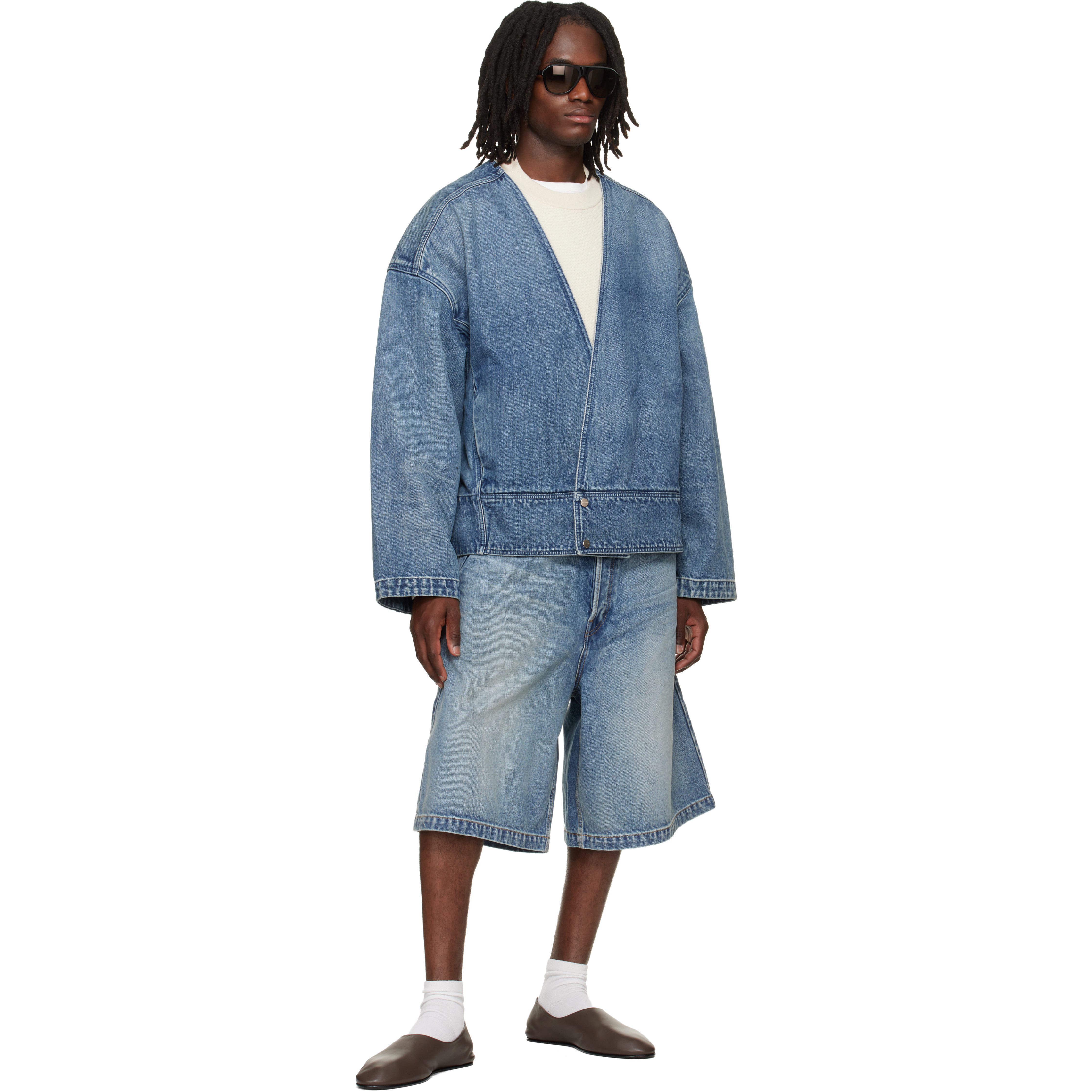 Indigo Utility Denim Shorts