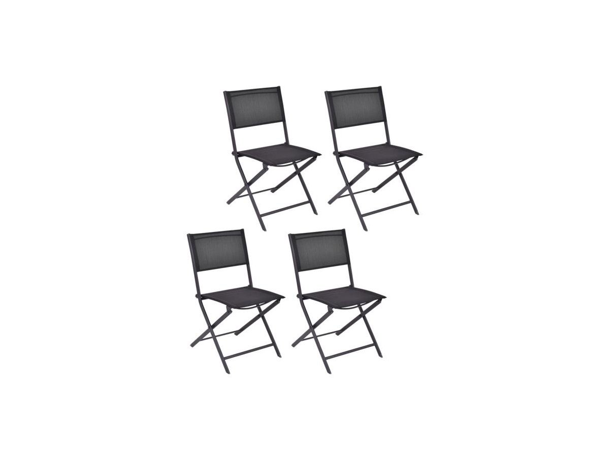 Set of 4 Outdoor Patio Folding Chairs - Black