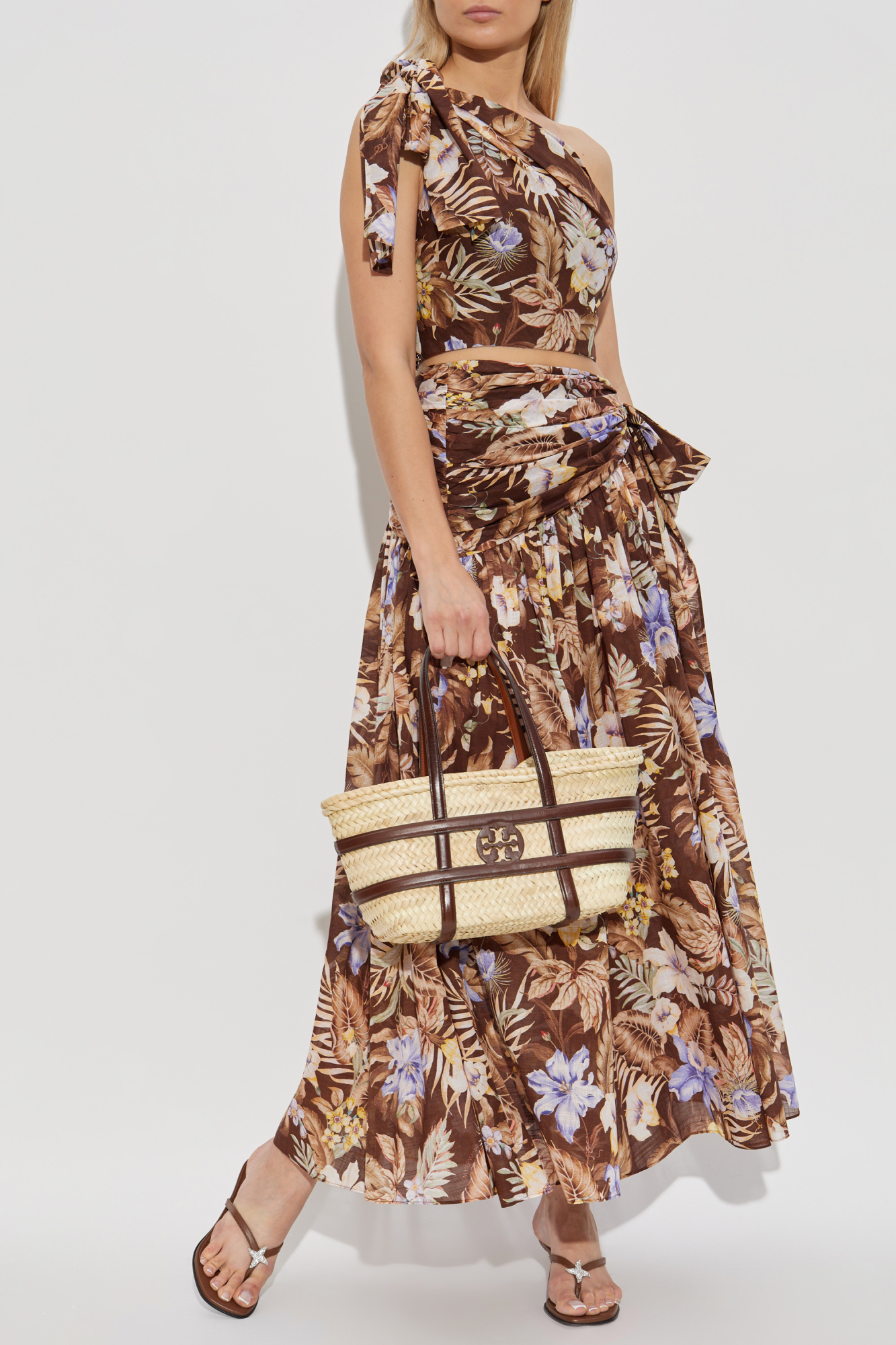 Floral Motif Skirt, Women's, Brown