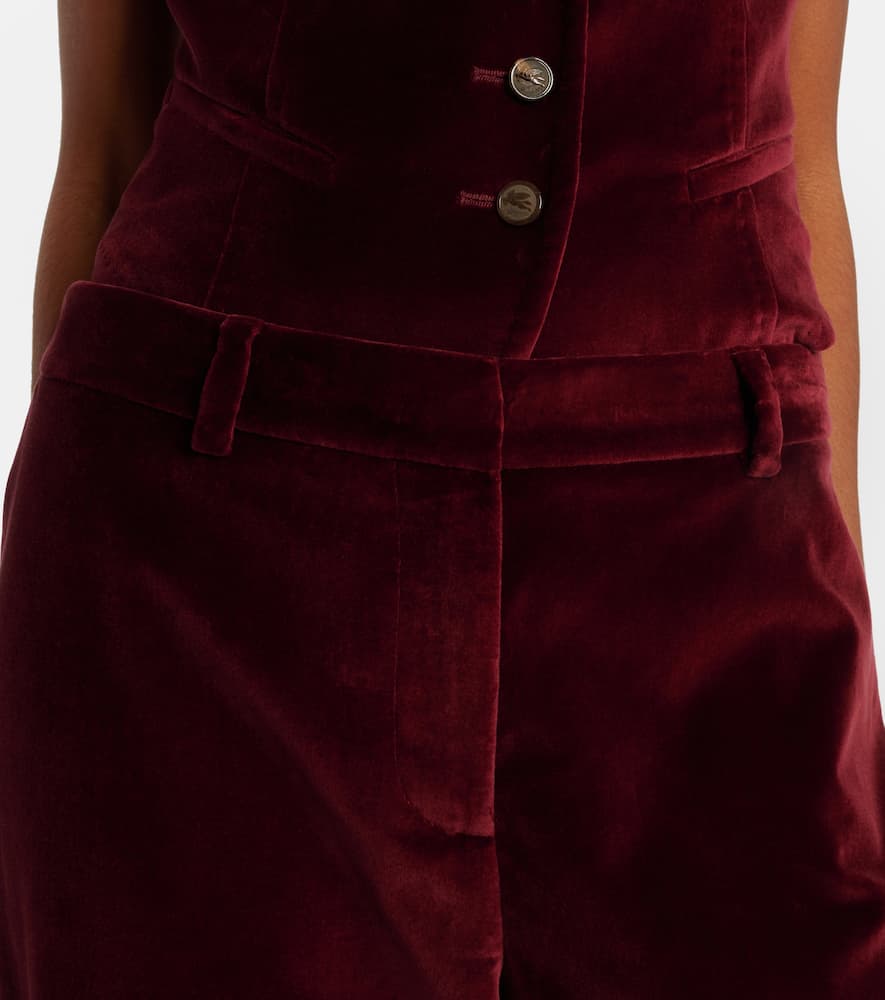 Mid-rise cotton velvet flared pants