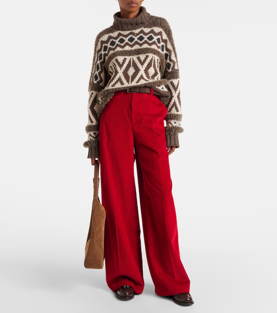 Intarsia wool turtleneck sweater